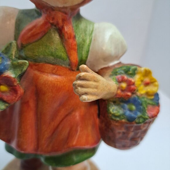 Red Riding Hood Girl Figurine Statue Chalkware Mold Handpainted Hummel Style - Picture 4 of 16